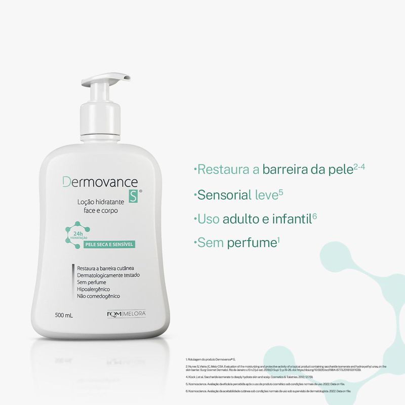 DERMOVANCE S LOÇAO HIDRATANTE FACE E CORPO 500ML PUMP