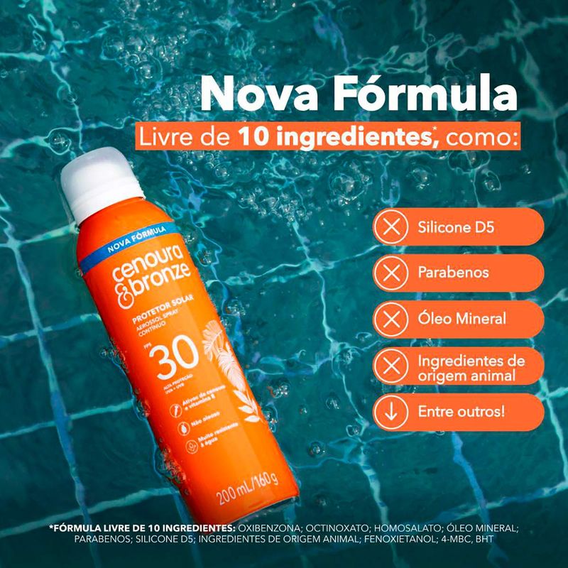 CENOURA E BRONZE PROTETOR SOLAR AEROSOL FPS30 200ML