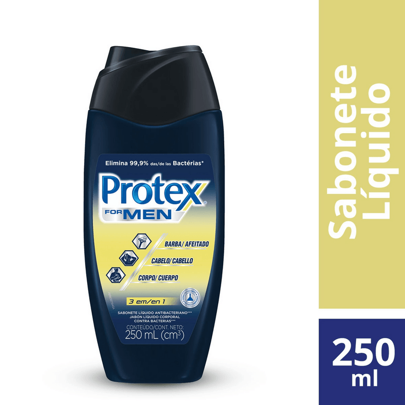 SABONETE LIQUIDO PROTEX FOR MEN 3EM1 CABELO BARBA E CORPO 25