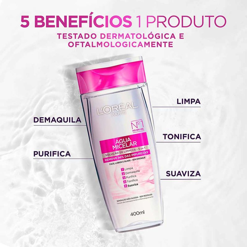 LOREAL AGUA MICELAR SOLUÇAO DE LIMPEZA FACIAL 5EM1 400ML