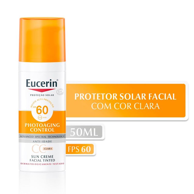 EUCERIN SUN PROTETOR SOLAR FACIAL CC CREAM TINTED CLARO FPS6