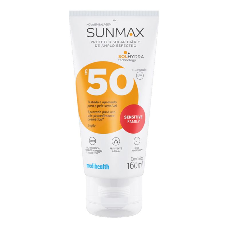 SUNMAX SENSITIVE FAMILY PROTETOR SOLAR LOÇAO OIL FREE FPS50
