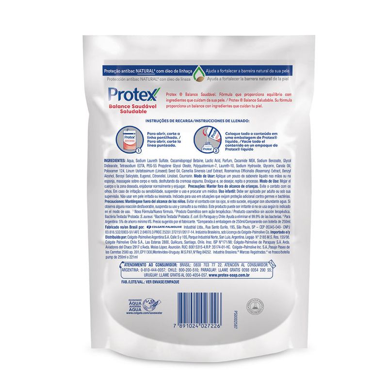 SABONETE LIQUIDO PROTEX BALANCE REFIL 200ML