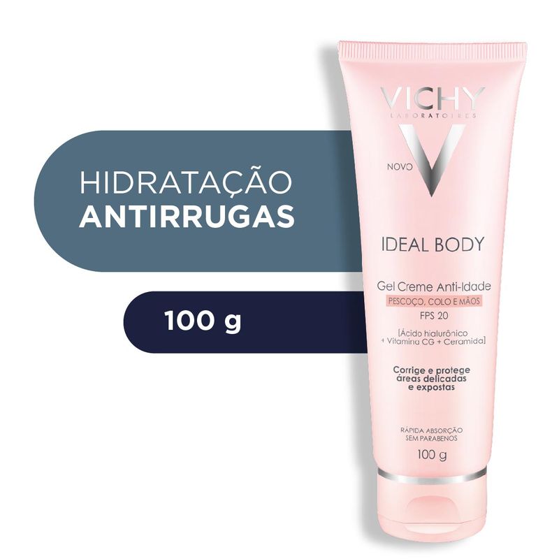 VICHY IDEAL BODY GEL ANTI IDADE PESCOÇO COLO MAOS FPS20 100G
