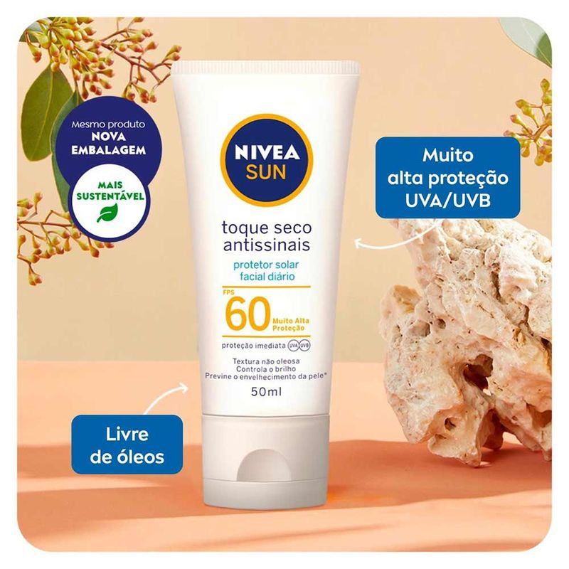 NIVEA SUN PROTETOR SOLAR FACIAL ANTISSINAIS TOQUE SECO FPS60