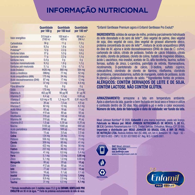 LEITE ENFAMIL GENTLEASE PREMIUM 800G