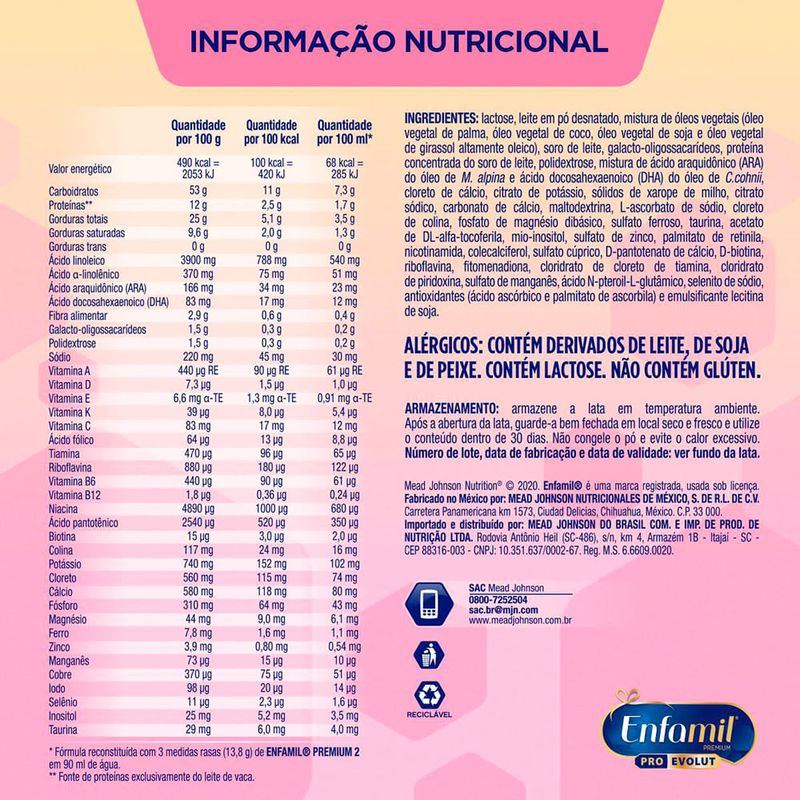 LEITE ENFAMIL 2 PREMIUM 800G