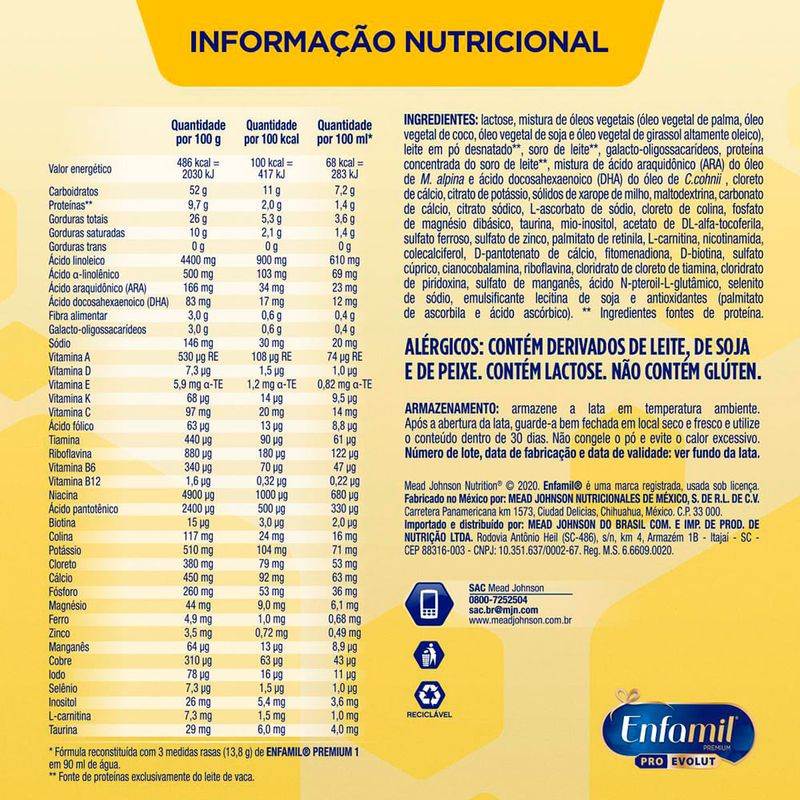 LEITE ENFAMIL 1 PREMIUM 800G