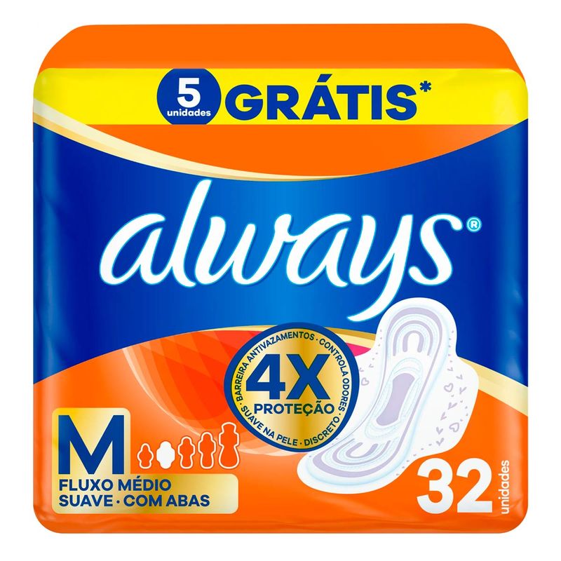 ABSORVENTE ALWAYS MAXI PROTEÇAO COBERTURA SUAVE COM ABAS  32