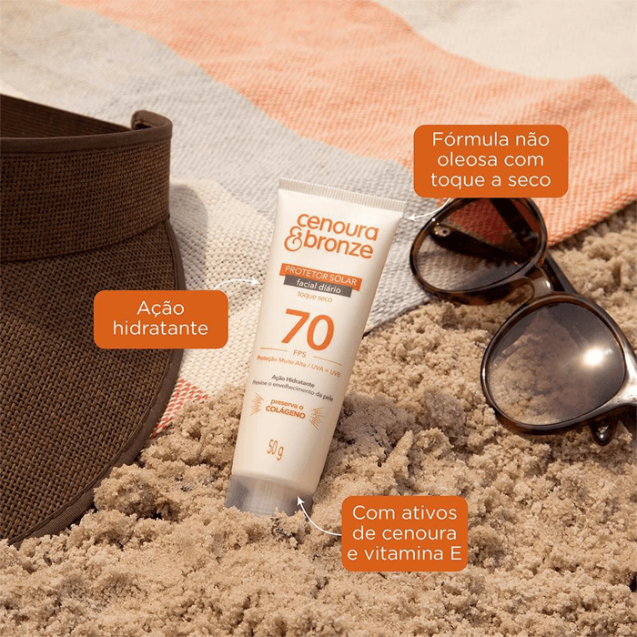 CENOURA E BRONZE PROTETOR SOLAR FACIAL FPS70 50G