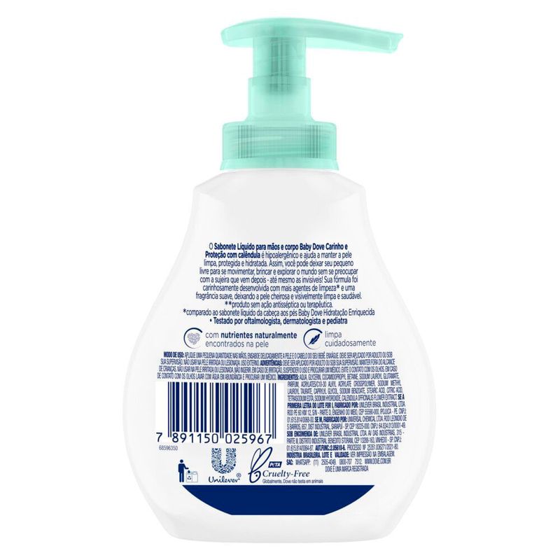 DOVE SABONETE LIQUIDO BABY CALENDULA CARINHO E PROTEÇAO HIDR