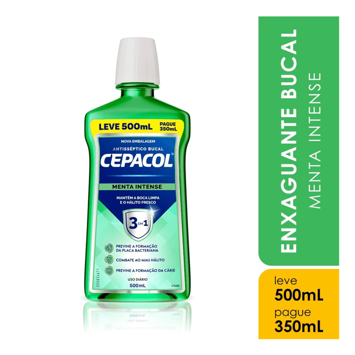 CEPACOL ENXAGUATORIO BUCAL MENTA INTENSA LEVE500 PAGUE350ML