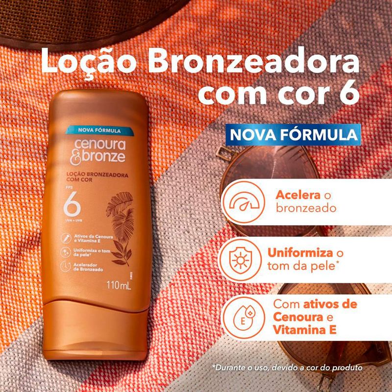 CENOURA BRONZE LOÇAO BRONZEADORA COM COR EFEITO DOURADO FPS6