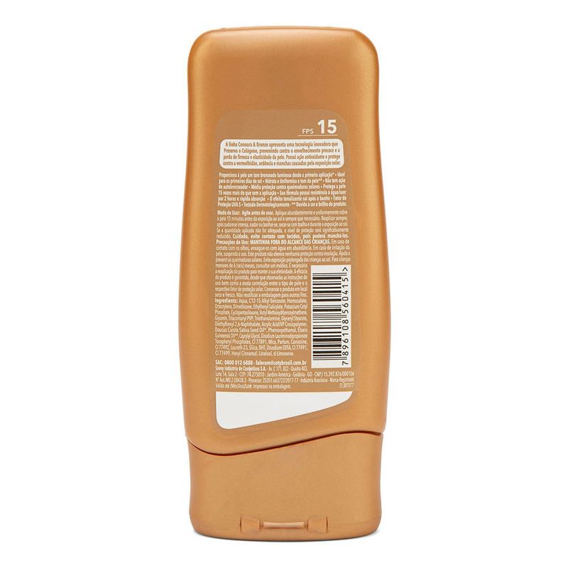 CENOURA E BRONZE PROTETOR SOLAR COM COR EFEITO DOURADO FPS15