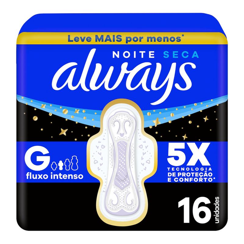 ABSORVENTE ALWAYS NOITES TRANQUILAS COBERTURA SECA LONGO COM