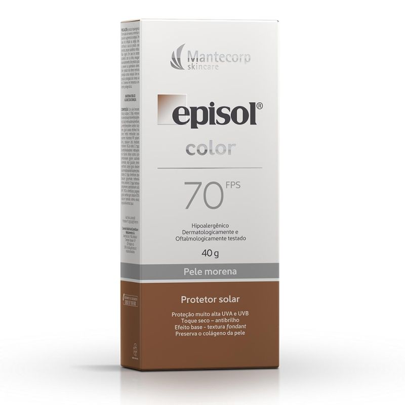 EPISOL COLOR PROTETOR SOLAR EFEITO BASE PELE MORENA FPS70 40