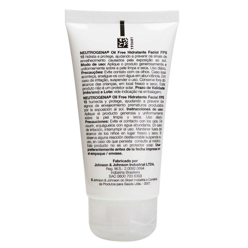 NEUTROGENA HIDRATANTE FACIAL OIL FREE FPS15 50ML