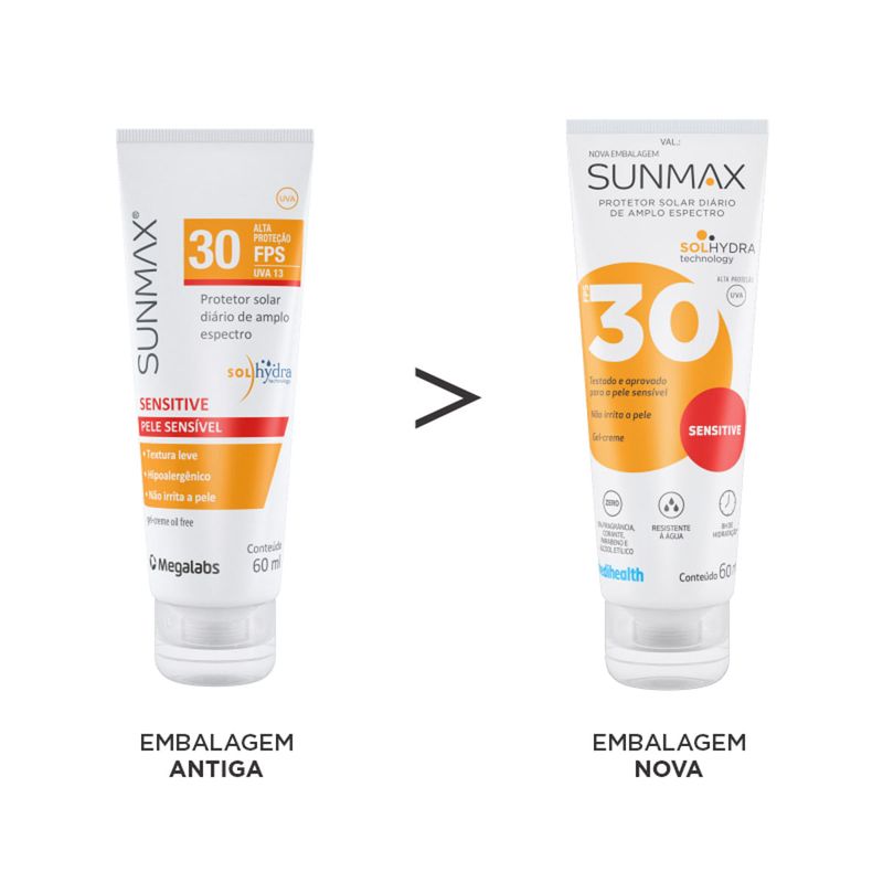 SUNMAX SENSITIVE PROTETOR SOLAR GEL CREME FPS30 60ML