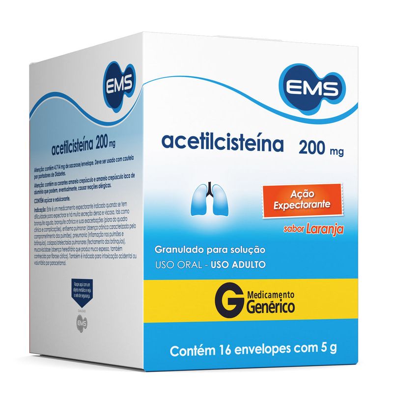 ACETILCISTEINA EMS 200MG 16ENVELOPES GEN