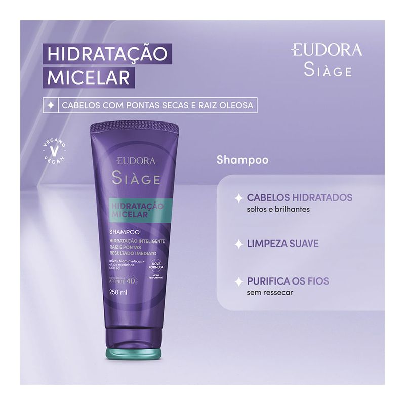 EUDORA SIAGE SHAMPOO HIDRATAÇAO MICELAR 250ML