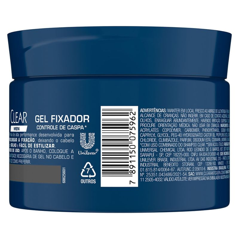 GEL FIXADOR CLEAR MEN CONTROLE DE CASPA 300G