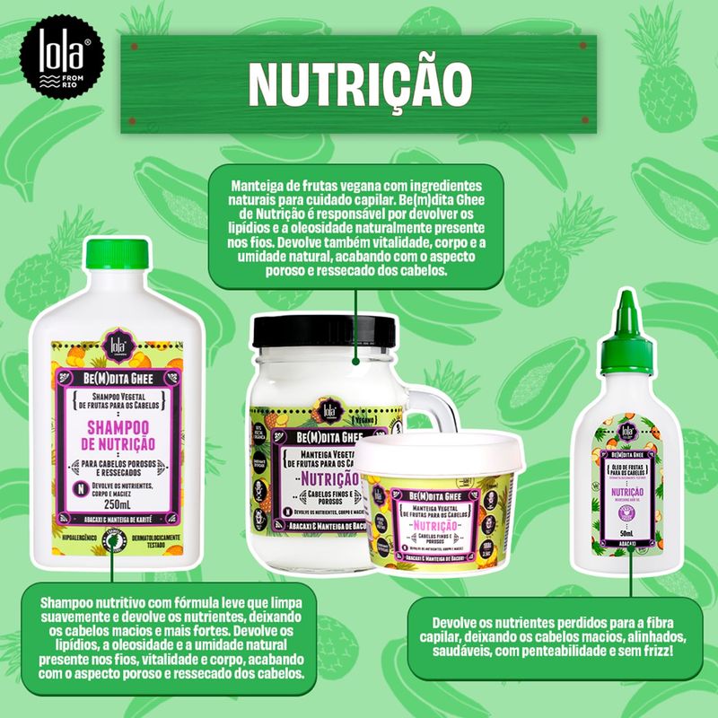 KIT LOLA CRONOGRAMA CAPILAR BEMDITA HID+NUT+REC 3X100G