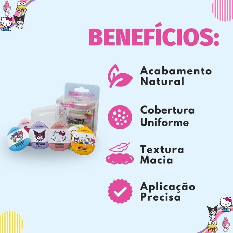 KIT NECESSAIRE MINI ESPONJA BY HELLO KITTY 6UN