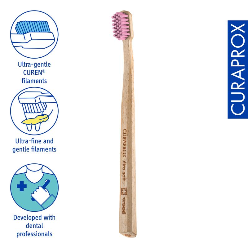 ESCOVA DENTAL CURAPROX WOOD ADULTO ULTRA MACIA