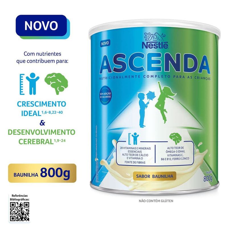 ASCENDA FORMULA INFANTIL SABOR BAUNILHA 800G