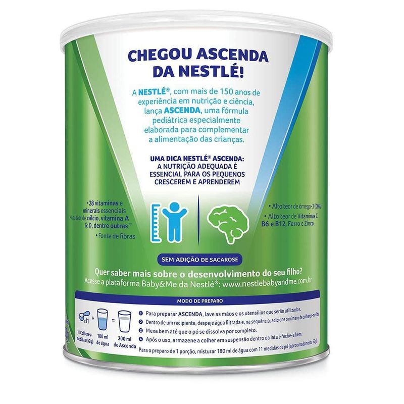 ASCENDA FORMULA INFANTIL SABOR BAUNILHA 800G