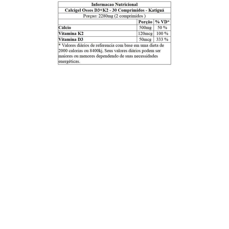 CALCIGEL OSSOS D3+K12 KATIGUA 30CPR