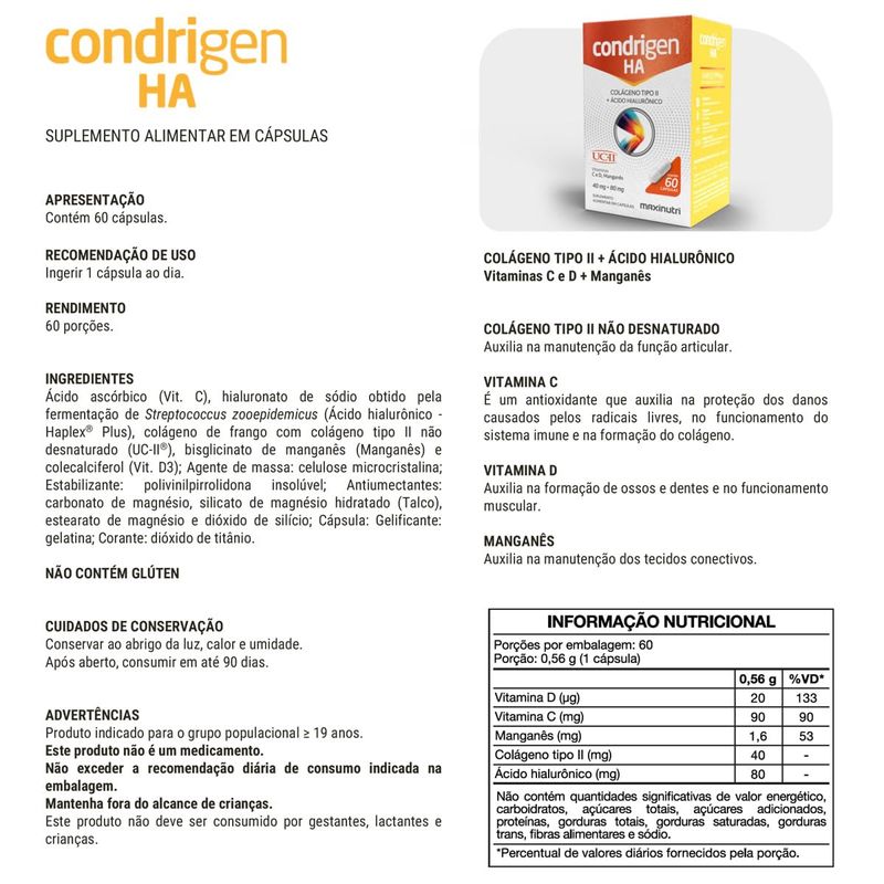 CONDRIGEN MAXINUTRI HA 60CAP