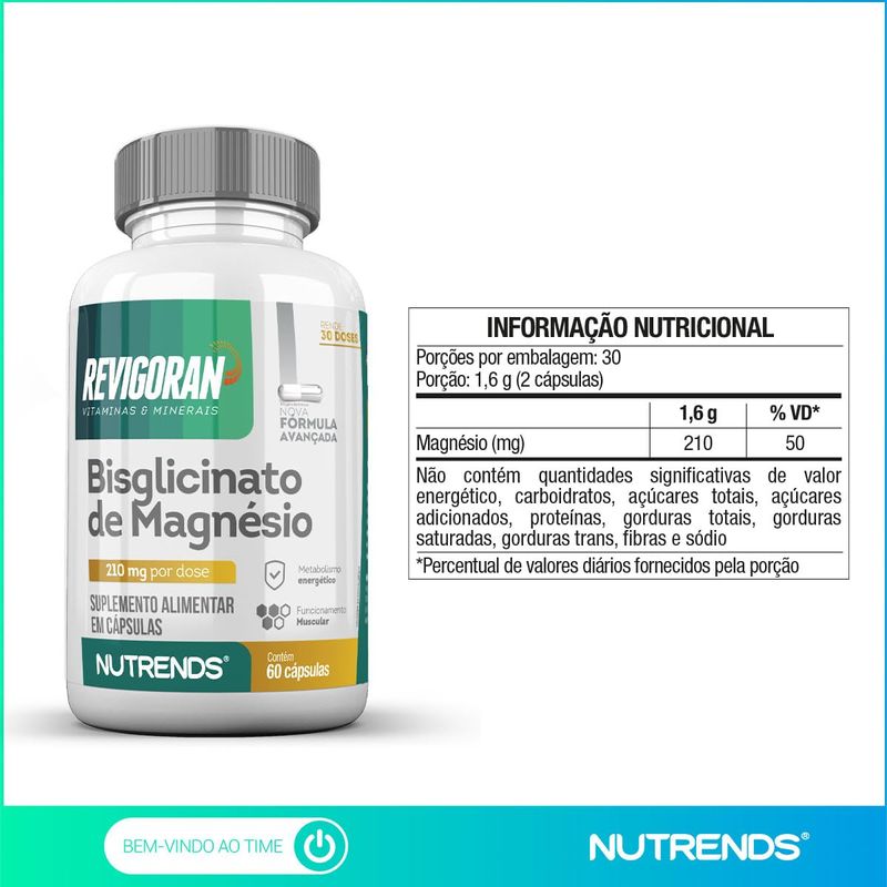 REVIGORAN BISGLICINATO DE MAGNESIO NUTRENDS 60CAP