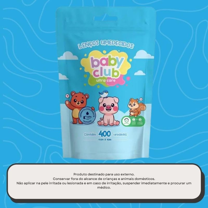 LENÇO UMEDECIDO BABY CLUB REFIL 400UN