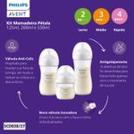 KIT MAMADEIRA PHILIPS AVENT PETALA TRANSP 125/260/330ML