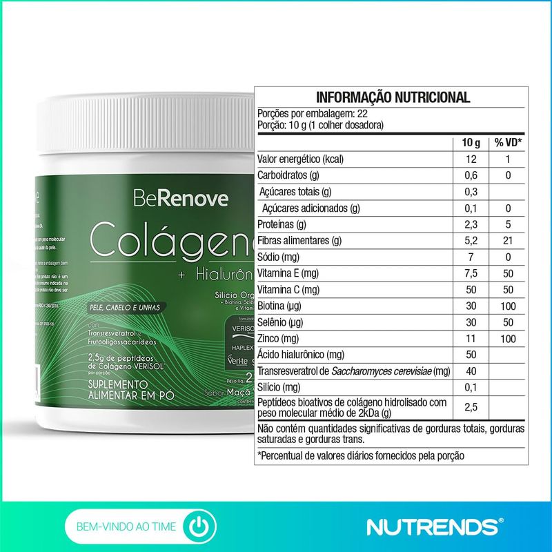 BERENOVE COLAGENO+HIALURONICO NUTRENDS MAÇA VERDE 220G