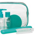 KIT NECESSAIRE ESPONJA+SABONET+PORTA ESCOVA+2FRASCOS RICCA 1