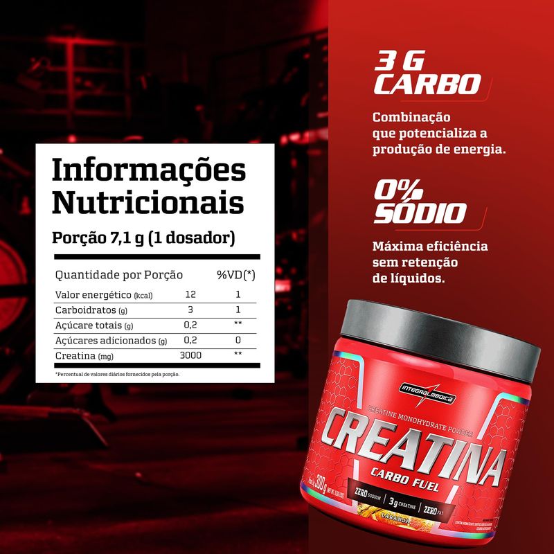 CREATINA CARBO FUEL LARANJA INTEGRAL MEDICA 300G
