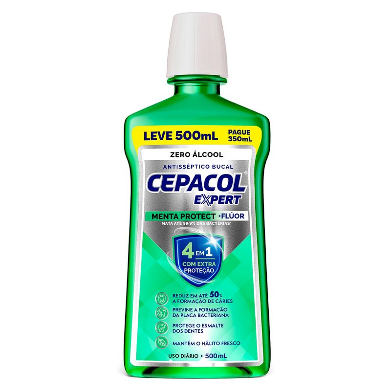 CEPACOL ENXAGUATORIO BUCAL MENTA SEM ALCOOL L500P350ML