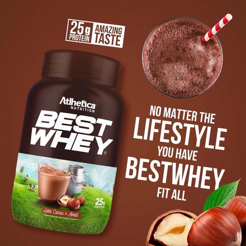 BEST WHEY ATLHETICA PROTEIN LEITE/CACAU/AVELA 900G