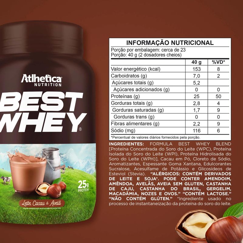 BEST WHEY ATLHETICA PROTEIN LEITE/CACAU/AVELA 900G
