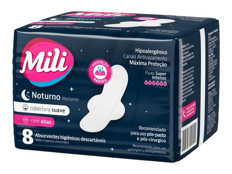 ABSORVENTE MILI NOTURNO SUAVE 8UN