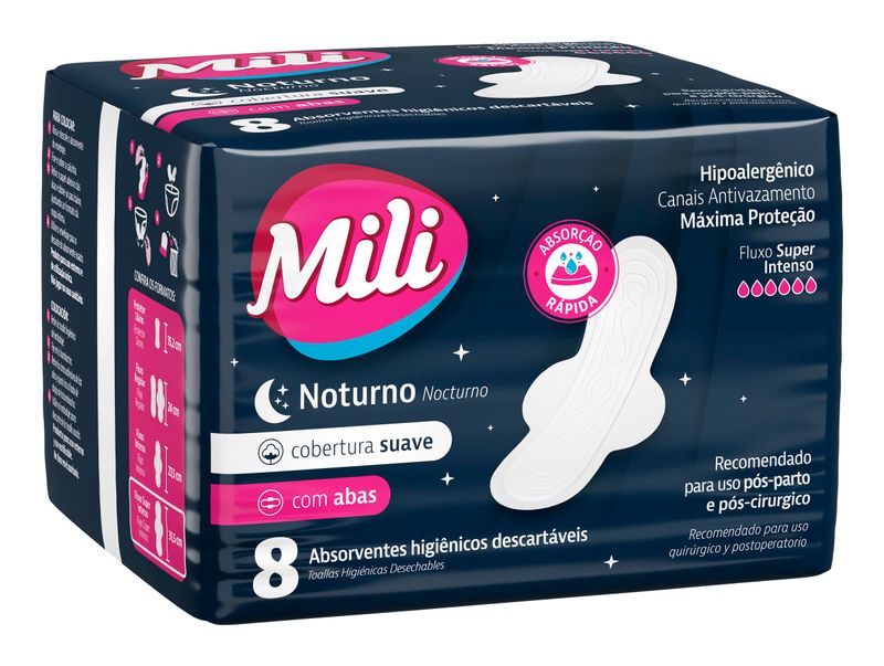 ABSORVENTE MILI NOTURNO SUAVE 8UN