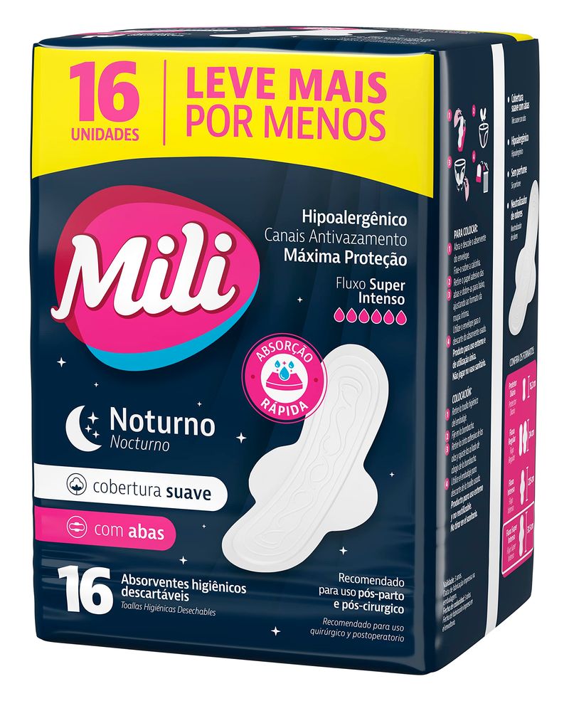 ABSORVENTE MILI NOTURNO SUAVE 16UN