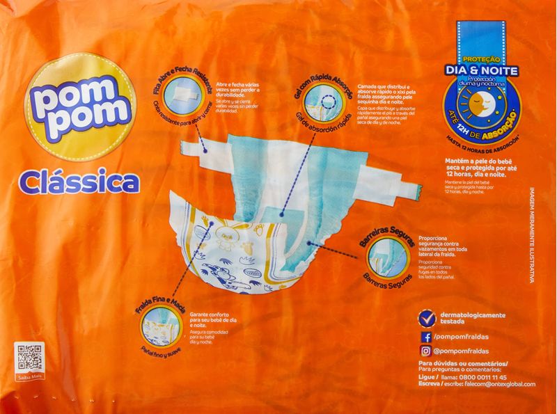 FRALDA POM POM CLASSICA XXG 16UN