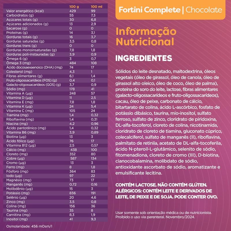 FORTINI COMPLETE CHOCOLATE 400G
