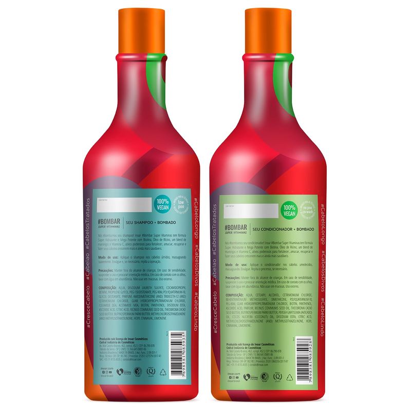 KIT INOAR SHAMPOO+CONDICIONADOR BOMBAR VITAMINA C 1L