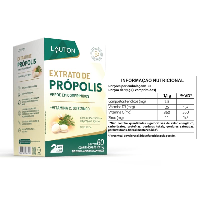 EXTRATO DE PROPOLIS VERDE LAUTON LIOFILIZADO 60CAP