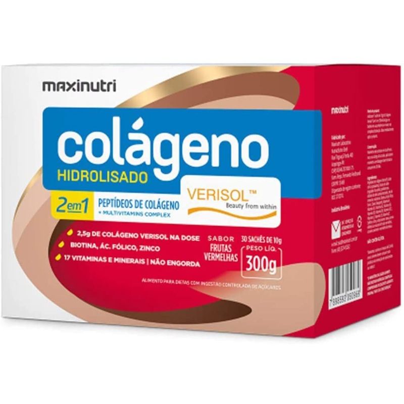 COLAGENO HIDROLISADO 2EM1 FRUTAS VERM MAXINUTRI 30 SACHES