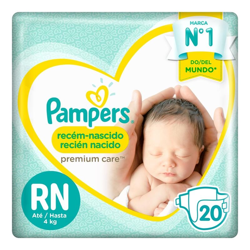 FRALDA PAMPERS PREMIUM CARE RECEM NASCIDO RN ATE 4KG 20UN